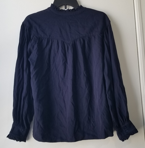 Sundays Andrea Long Sleeve Twill Top In Navy Size XS - Picture 3 of 13